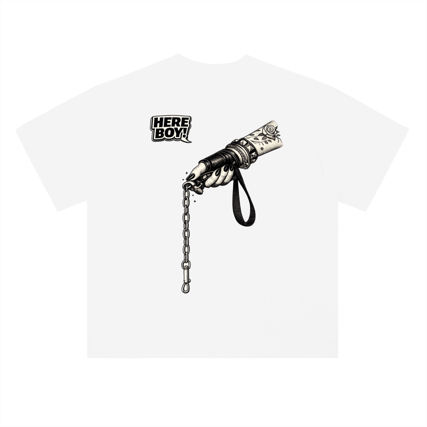 Here Boy! Heavyweight Drop Shoulder Cotton T-Shirt