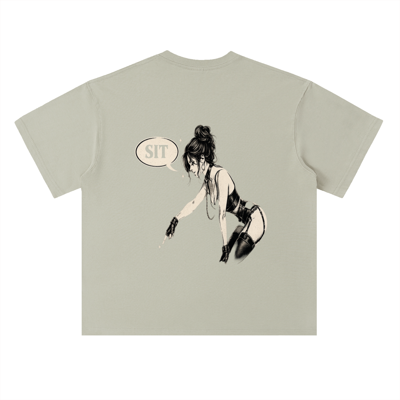 “SIT” Heavyweight Drop Shoulder Cotton T-Shirt