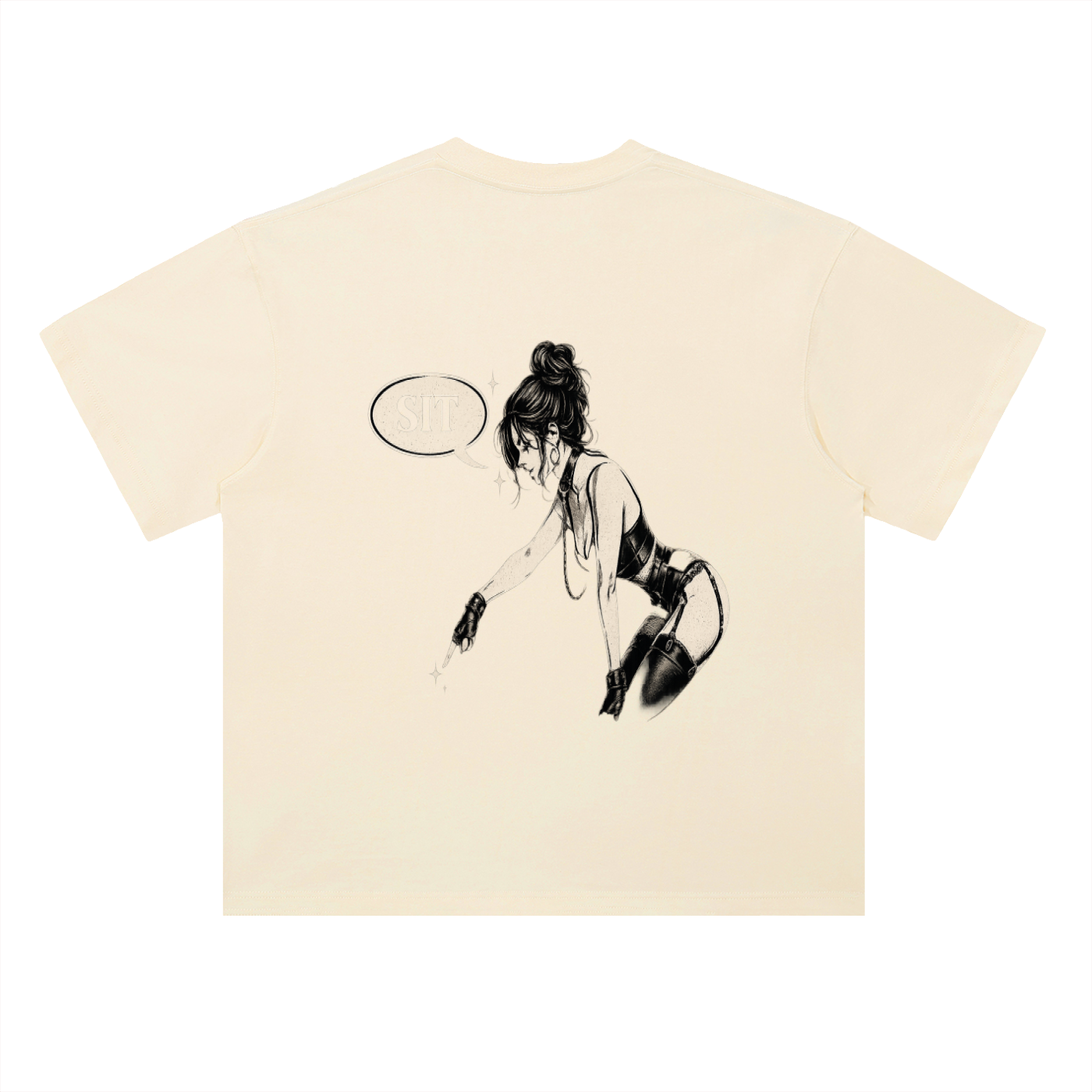 “SIT” Heavyweight Drop Shoulder Cotton T-Shirt