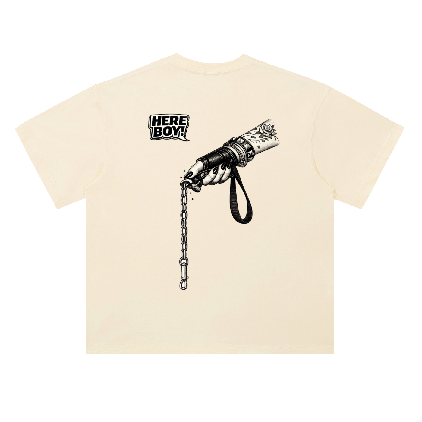 Here Boy! Heavyweight Drop Shoulder Cotton T-Shirt