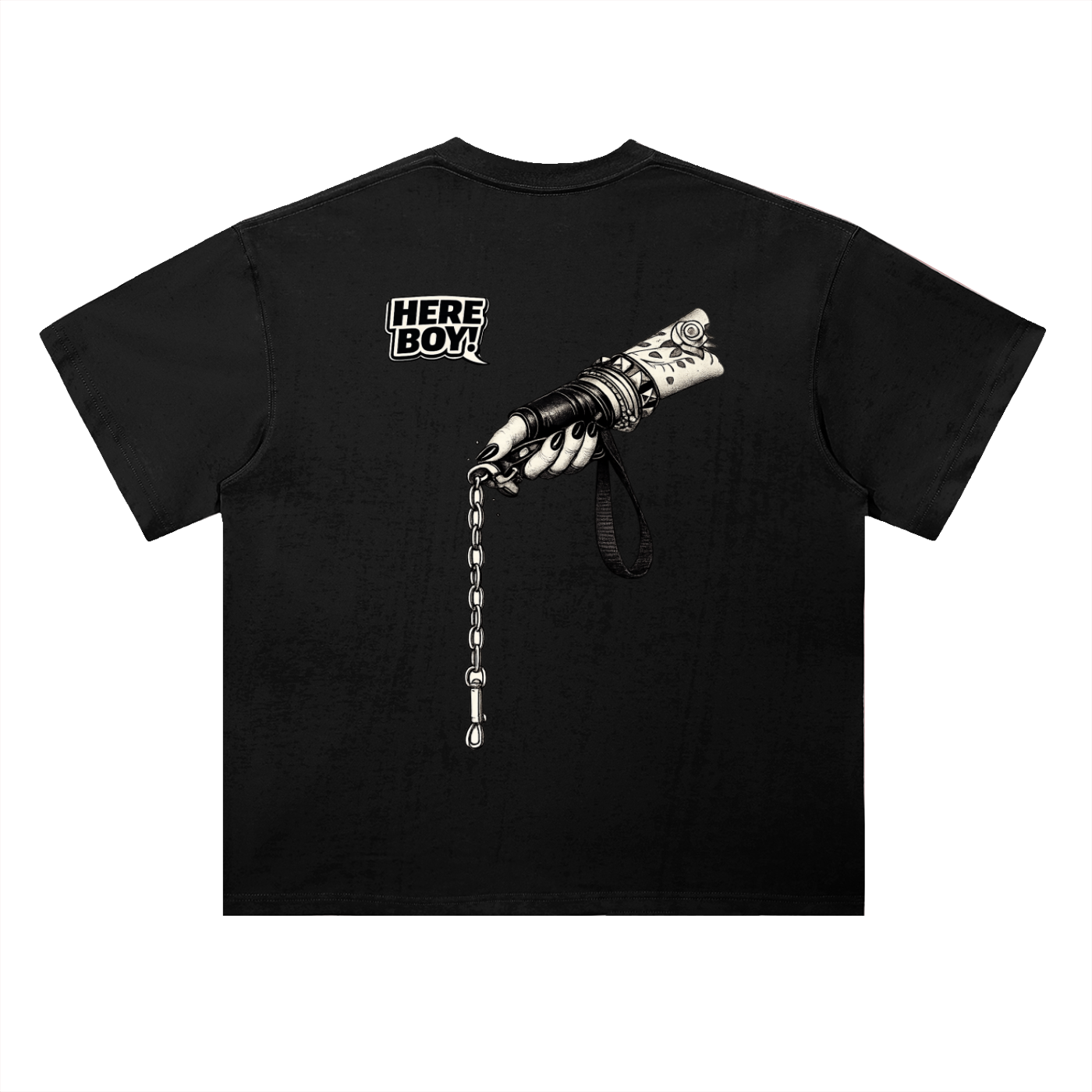 Here Boy! Heavyweight Drop Shoulder Cotton T-Shirt