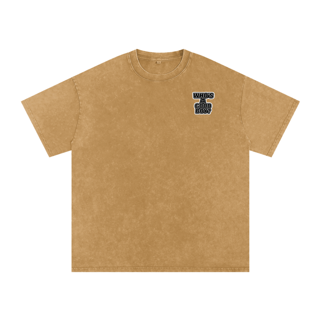 Who’s a Good Boy Never Basic T Snow Washed Oversized Cotton T-Shirt