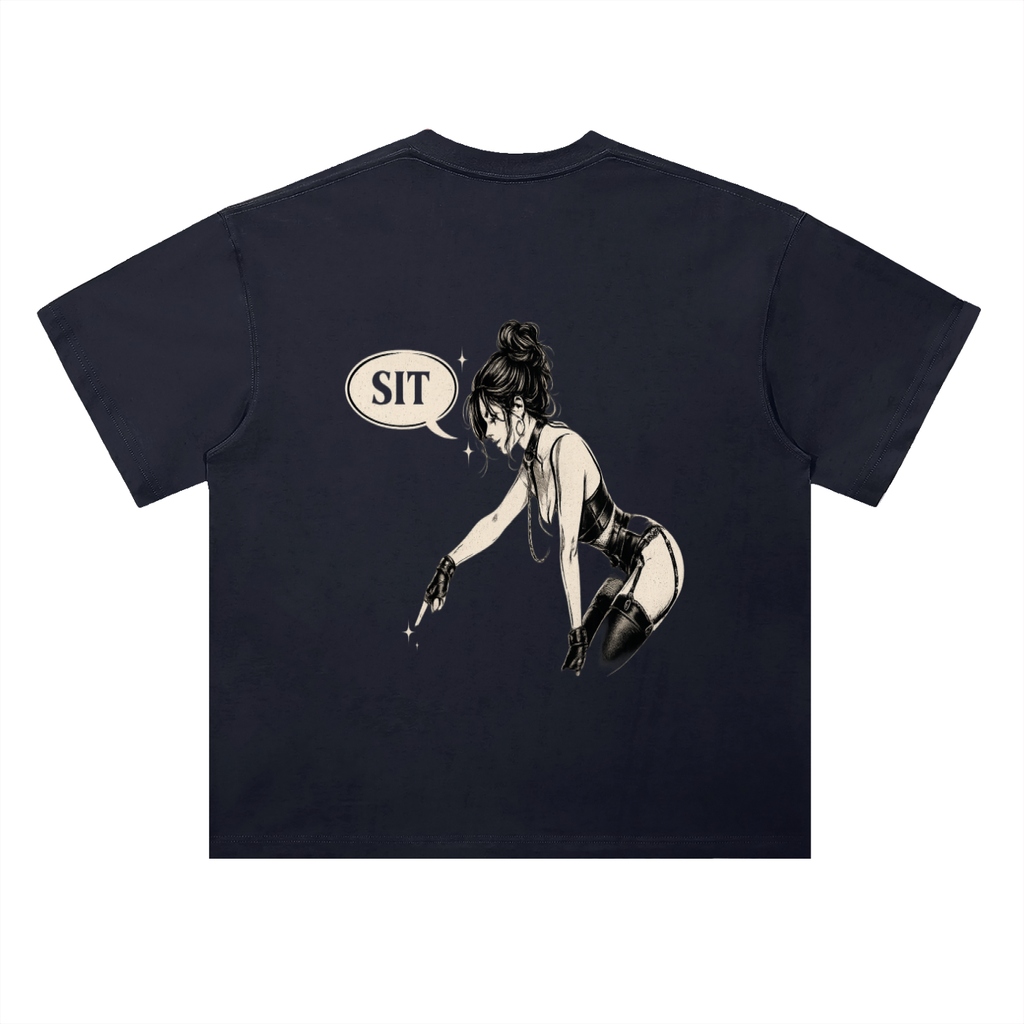 “SIT” Heavyweight Drop Shoulder Cotton T-Shirt