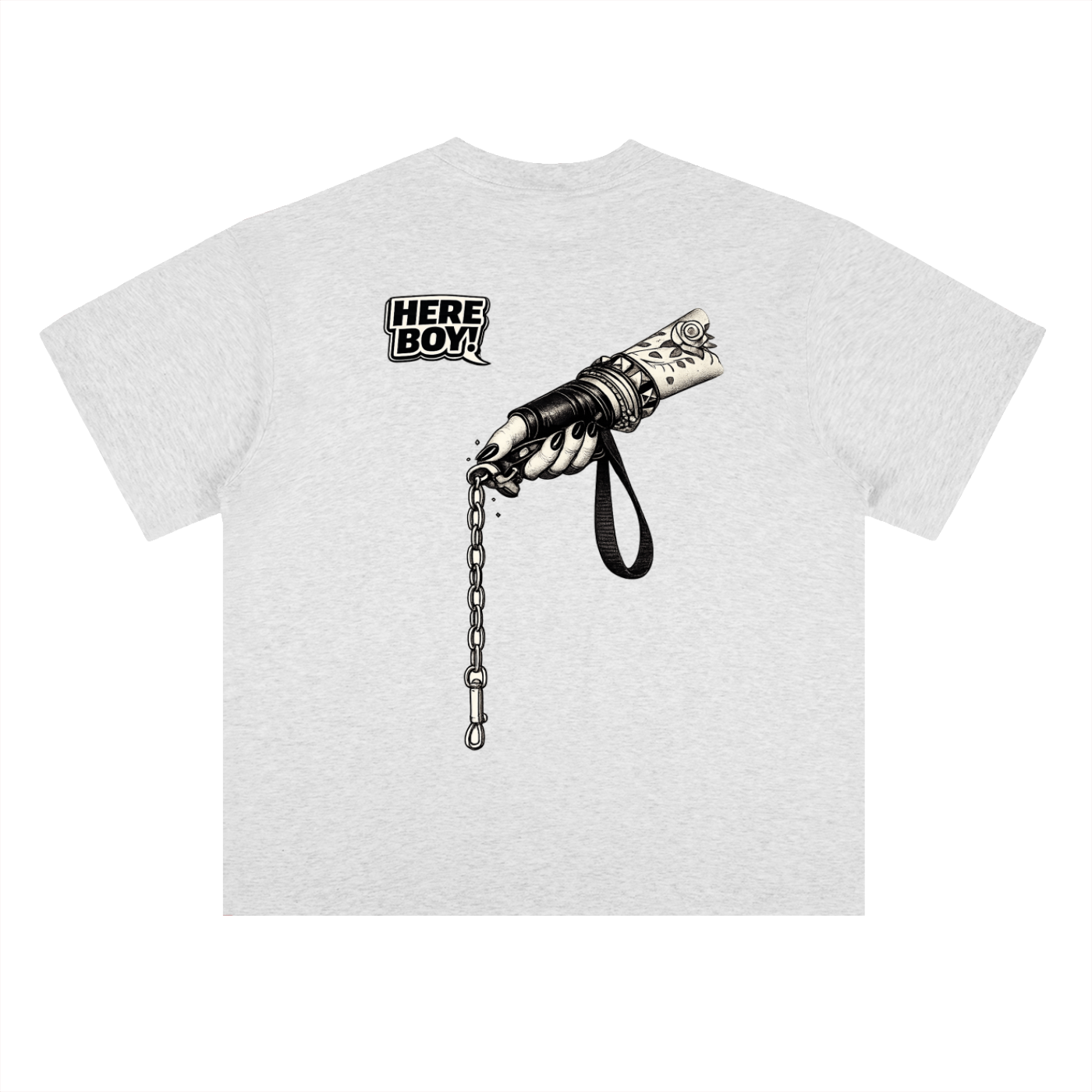 Here Boy! Heavyweight Drop Shoulder Cotton T-Shirt